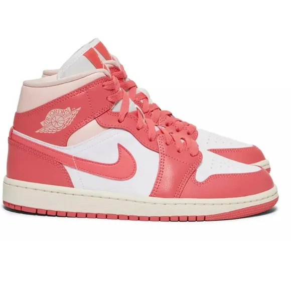 NIKE Air Air Jordan One Mid Pink Barbie Strawberries &amp; Cream Sneakers