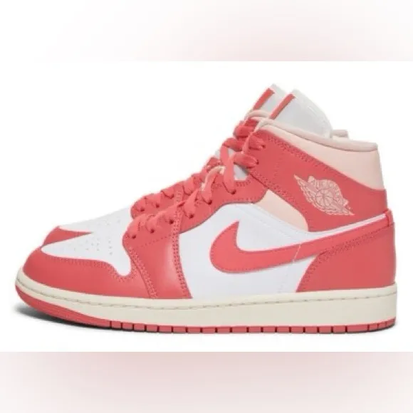 NIKE Air Air Jordan One Mid Pink Barbie Strawberries &amp; Cream Sneakers