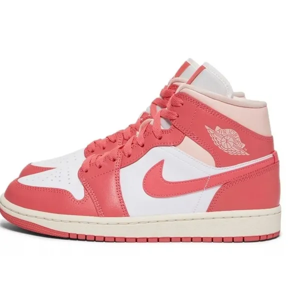 NIKE Air Air Jordan One Mid Pink Barbie Strawberries &amp; Cream Sneakers