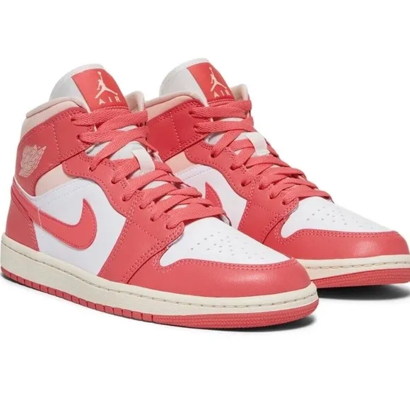 NIKE Air Air Jordan One Mid Pink Barbie Strawberries &amp; Cream Sneakers