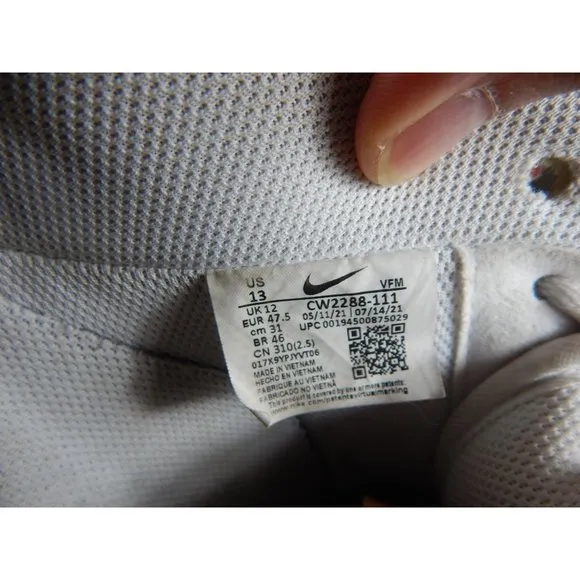 Nike Air Force 1 '07 CW2288-111 Sneakers White Size 13 Men's D76