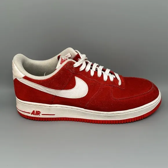 Nike Air Force 1 '07 University Red Suede Shoes Men’s Sz 10.5