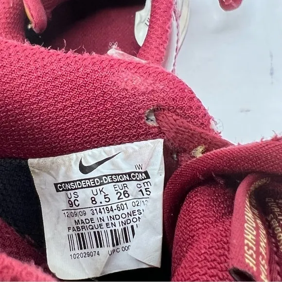 Nike Air Force 1 GS Iron Man Burgundy Red Sneakers Shoes Child Size 9 C 2009