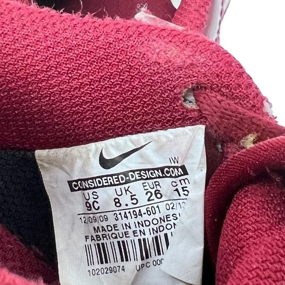 Nike Air Force 1 GS Iron Man Burgundy Red Sneakers Shoes Child Size 9 C 2009