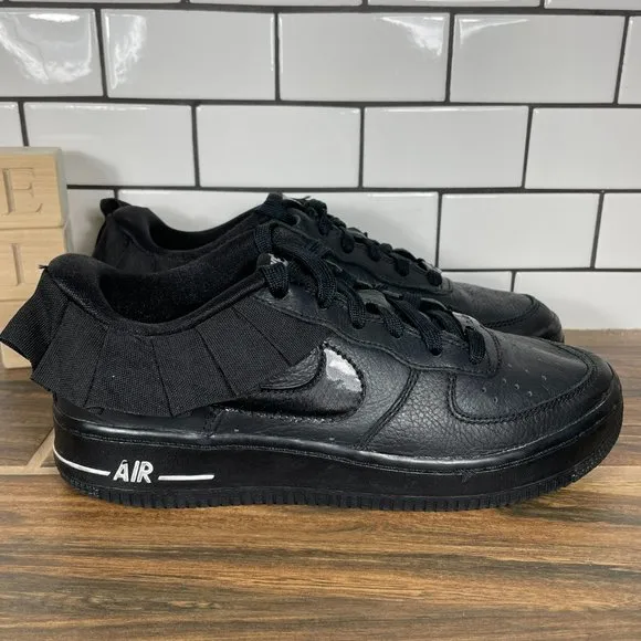 Nike Air Force 1 LV8 Ruffle Youth Girl's Size 4Y Shoes Black Leather Sneakers