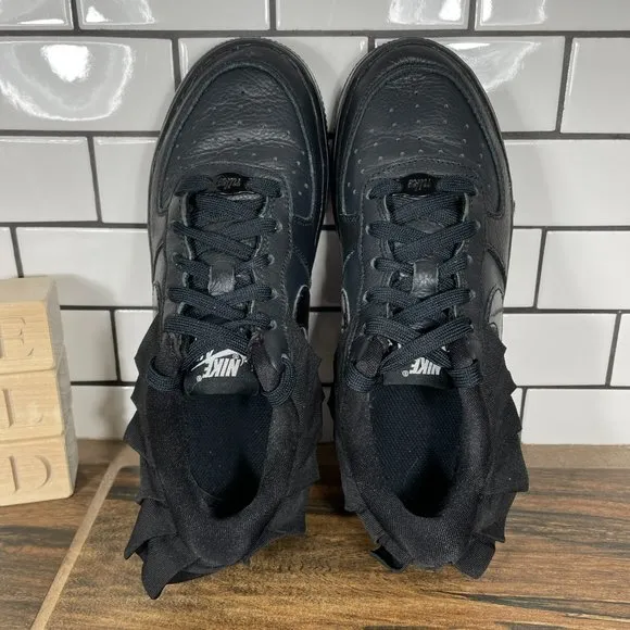 Nike Air Force 1 LV8 Ruffle Youth Girl's Size 4Y Shoes Black Leather Sneakers