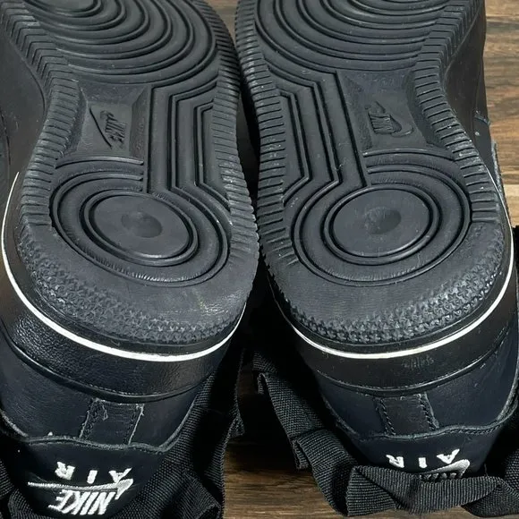 Nike Air Force 1 LV8 Ruffle Youth Girl's Size 4Y Shoes Black Leather Sneakers
