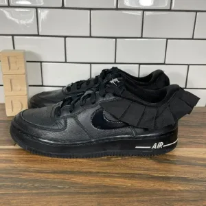 Nike Air Force 1 LV8 Ruffle Youth Girl's Size 4Y Shoes Black Leather Sneakers