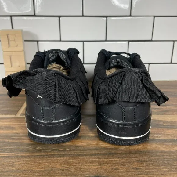 Nike Air Force 1 LV8 Ruffle Youth Girl's Size 4Y Shoes Black Leather Sneakers