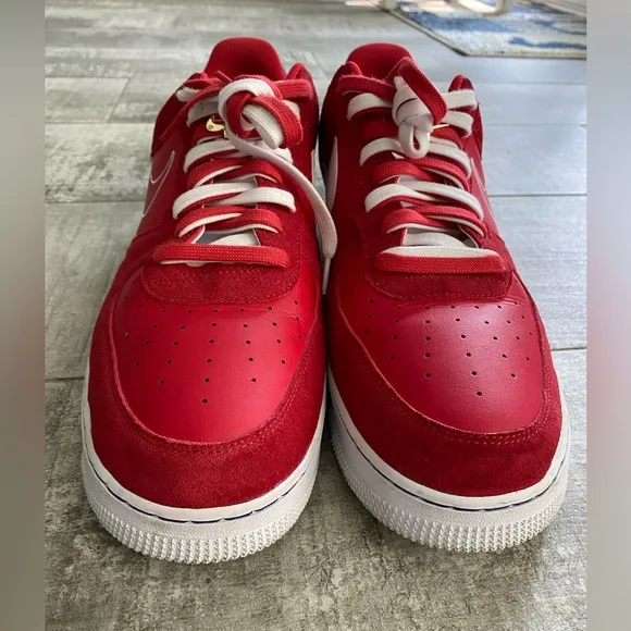 Nike Air Force 1 men’s leather suede shoes Red first use pack size 18