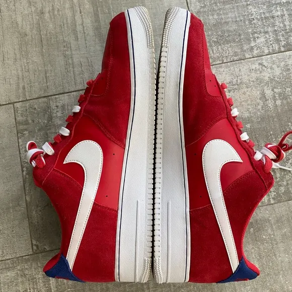 Nike Air Force 1 men’s leather suede shoes Red first use pack size 18