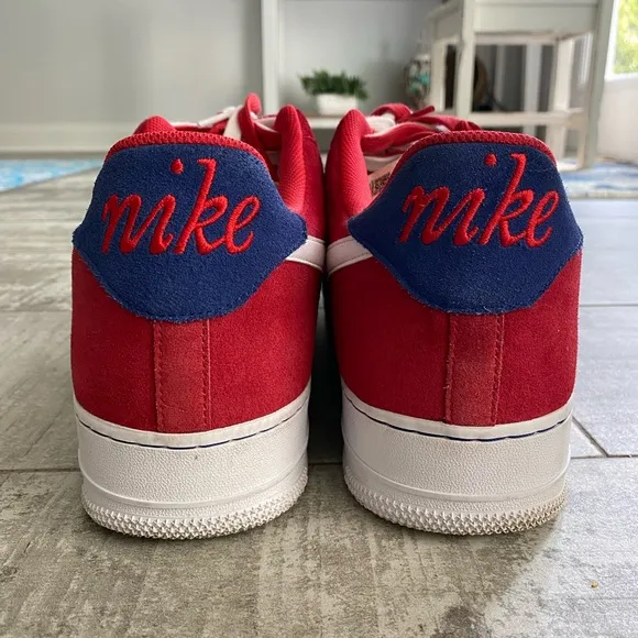 Nike Air Force 1 men’s leather suede shoes Red first use pack size 18