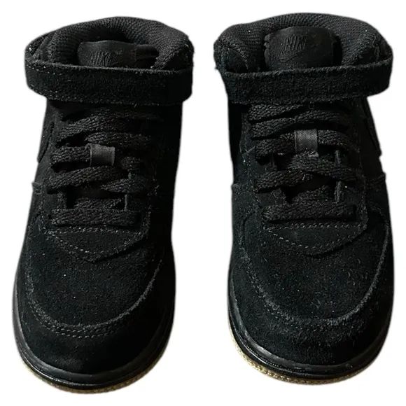 Nike Air Force 1 Mid LV8 859338 Black Suede Sneaker Athletic Shoes Toddler 8C