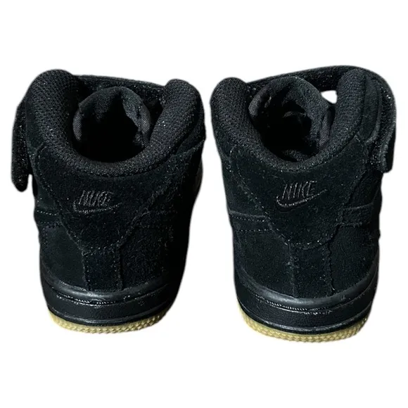 Nike Air Force 1 Mid LV8 859338 Black Suede Sneaker Athletic Shoes Toddler 8C