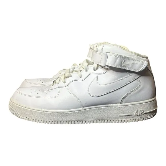Nike Air Force 1 Mid Shoes Basketball Mens  Size 14 Triple White 315123-111