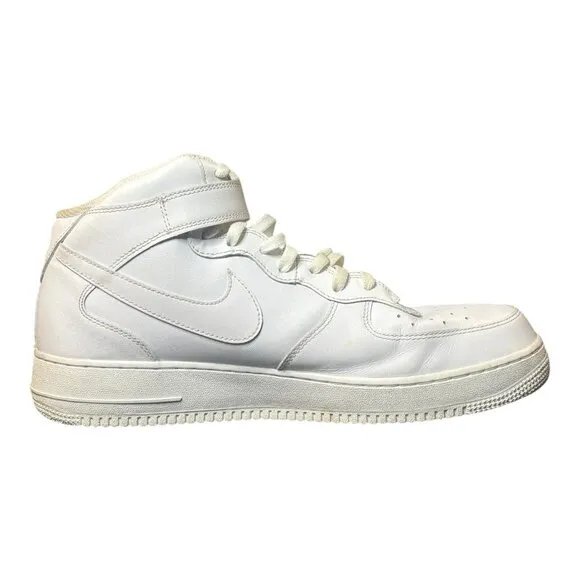Nike Air Force 1 Mid Shoes Basketball Mens  Size 14 Triple White 315123-111