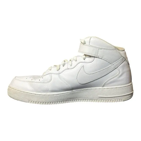 Nike Air Force 1 Mid Shoes Basketball Mens  Size 14 Triple White 315123-111