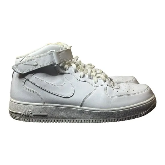 Nike Air Force 1 Mid Shoes Basketball Mens  Size 14 Triple White 315123-111