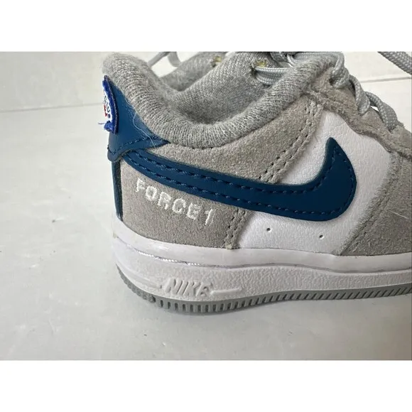 Nike Air Force 1 Toddler Size 3C White Blue Athletic Shoes Sneakers DH9787-001