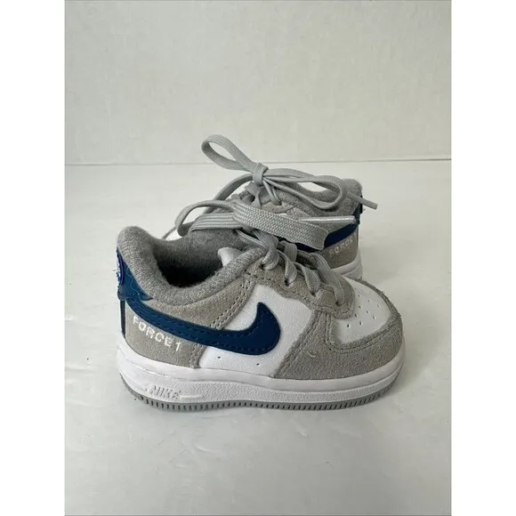 Nike Air Force 1 Toddler Size 3C White Blue Athletic Shoes Sneakers DH9787-001