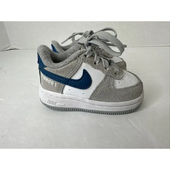 Nike Air Force 1 Toddler Size 3C White Blue Athletic Shoes Sneakers DH9787-001