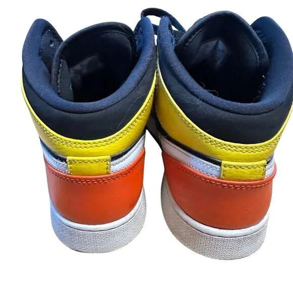 Nike Air Jordan 1 Mid Black Amarillo Orange Size 7Y Shoes
