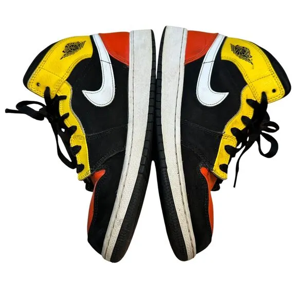 Nike Air Jordan 1 Mid Black Amarillo Orange Size 7Y Shoes