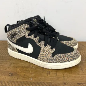 Nike Air Jordan 1 Shoes Girls 2Y Mid Suede Cheetah Leopard Sneakers BQ6932-021