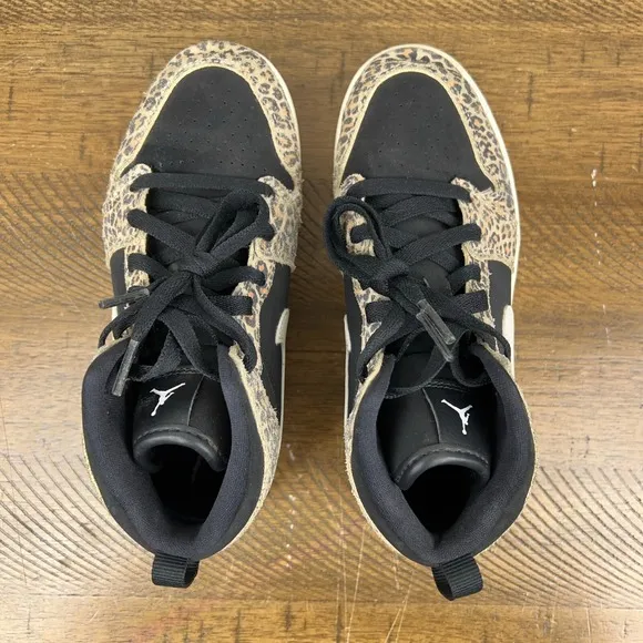 Nike Air Jordan 1 Shoes Girls 2Y Mid Suede Cheetah Leopard Sneakers BQ6932-021