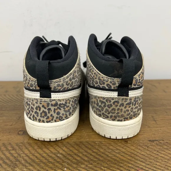 Nike Air Jordan 1 Shoes Girls 2Y Mid Suede Cheetah Leopard Sneakers BQ6932-021
