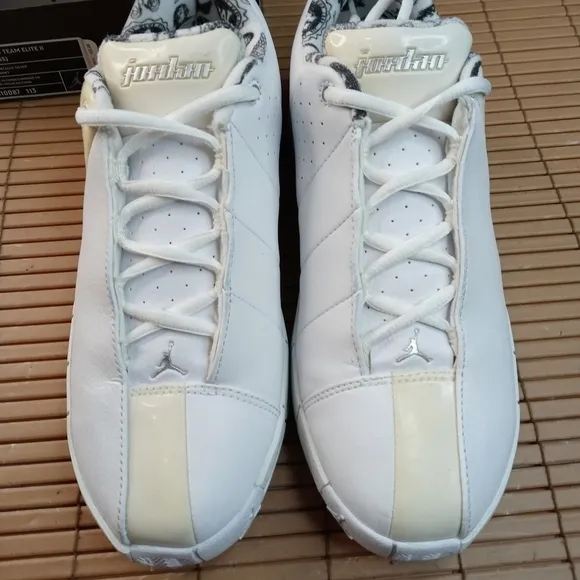NIKE AIR JORDAN Team Elite II TE 2 White leather Basketball Shoes 310087-173 SIZ