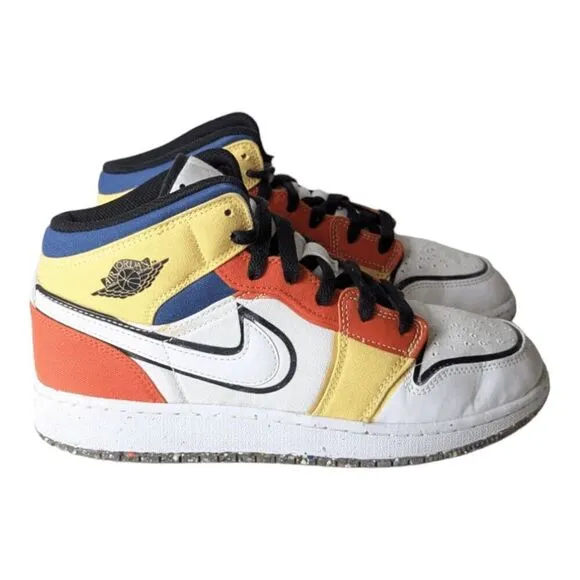 NIKE Air Jordan 1 Mid 'Multi Color Canvas' GS Size 6Y