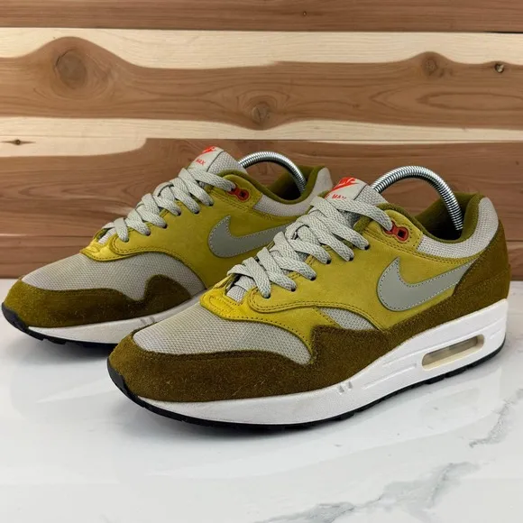 Nike Air Max 1 Premium Retro Curry Olive Green White Men's Size 10.5