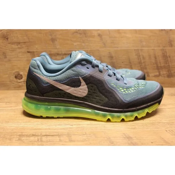 Nike Air Max 2014 men's Rift Blue Flash Lime athletic running shoes sneakers 10