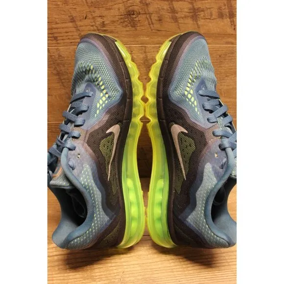 Nike Air Max 2014 men's Rift Blue Flash Lime athletic running shoes sneakers 10