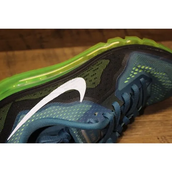 Nike Air Max 2014 men's Rift Blue Flash Lime athletic running shoes sneakers 10