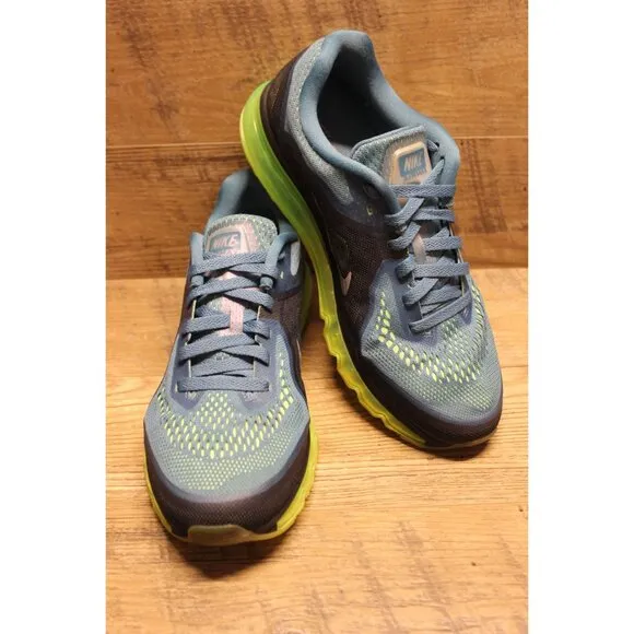 Nike Air Max 2014 men's Rift Blue Flash Lime athletic running shoes sneakers 10