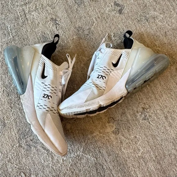 Nike Air Max 270 White Black and White Running Shoes Men US Size 10