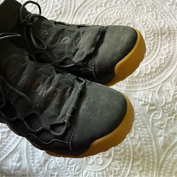 Nike Air More Money Uptempo‎ shoes black gum MENS SIZE 12