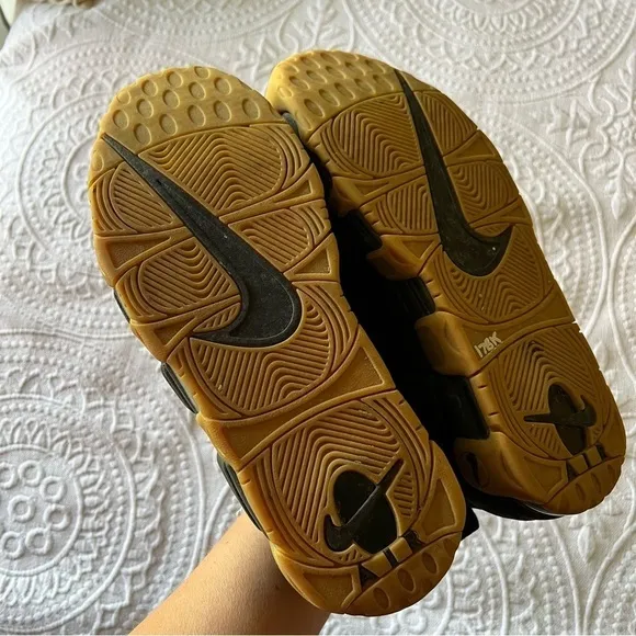 Nike Air More Money Uptempo‎ shoes black gum MENS SIZE 12