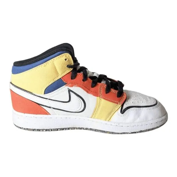 NIKE Air Jordan 1 Mid 'Multi Color Canvas' GS Size 6Y