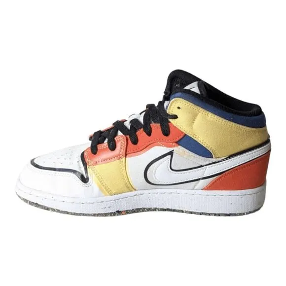 NIKE Air Jordan 1 Mid 'Multi Color Canvas' GS Size 6Y