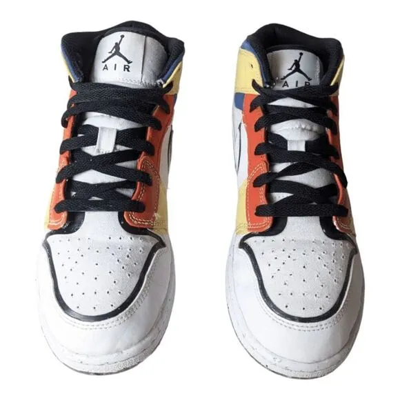 NIKE Air Jordan 1 Mid 'Multi Color Canvas' GS Size 6Y