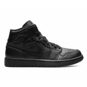 NIKE Air Jordan 1 Mid 'Triple Black' Sneakers Size 5.5Y