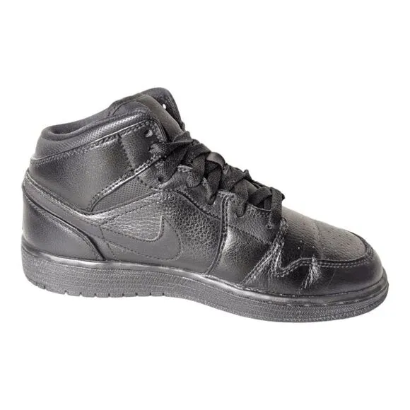 NIKE Air Jordan 1 Mid 'Triple Black' Sneakers Size 5.5Y