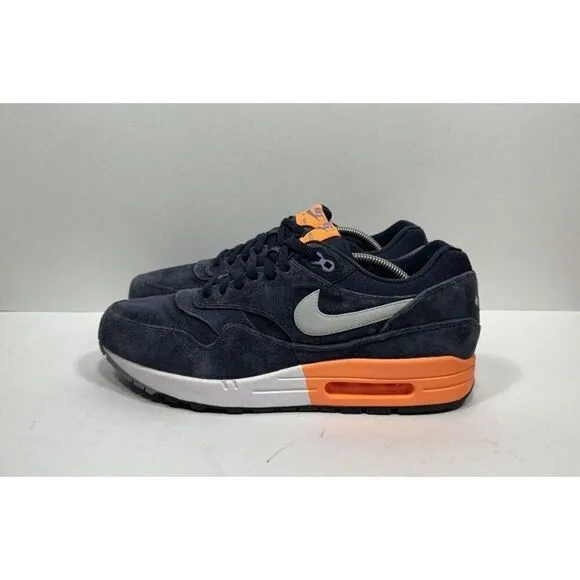 Nike Air Max 1 Dark Obsidian Atomic Orange 512033-400 Men's Size 12 Suede Shoes
