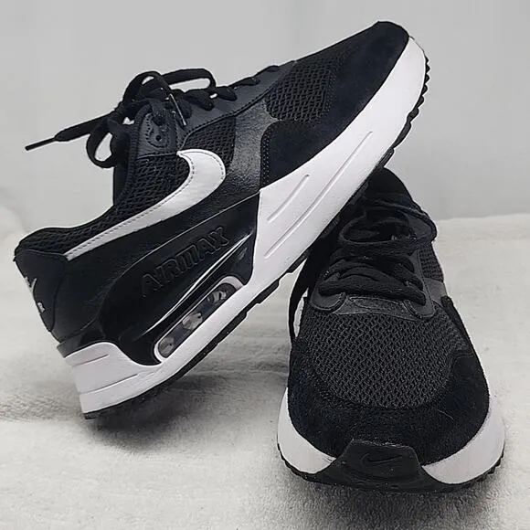 NIKE AIRMAX SYSTM MENS 12 BLACK/WHITE SNEAKERS MESH SUEDE LEATHER FOAM SOLES ♥️