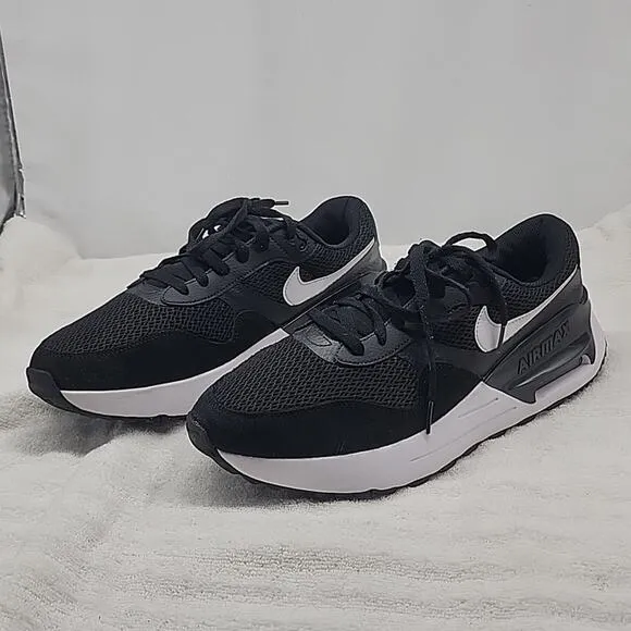 NIKE AIRMAX SYSTM MENS 12 BLACK/WHITE SNEAKERS MESH SUEDE LEATHER FOAM SOLES ♥️