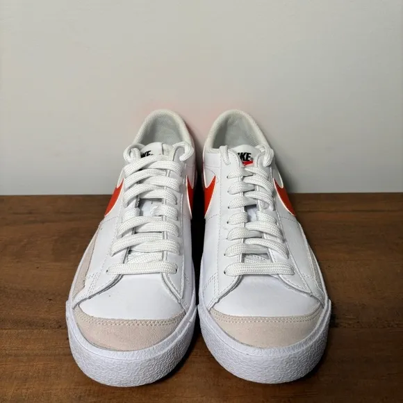 Nike Blazer Low '77 Leather Sneakers Womens 7 Youth 5.5 White Team Orange Shoes