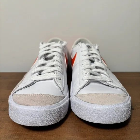 Nike Blazer Low '77 Leather Sneakers Womens 7 Youth 5.5 White Team Orange Shoes